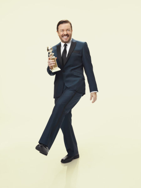 ricky gervais hosting golden globes promo image